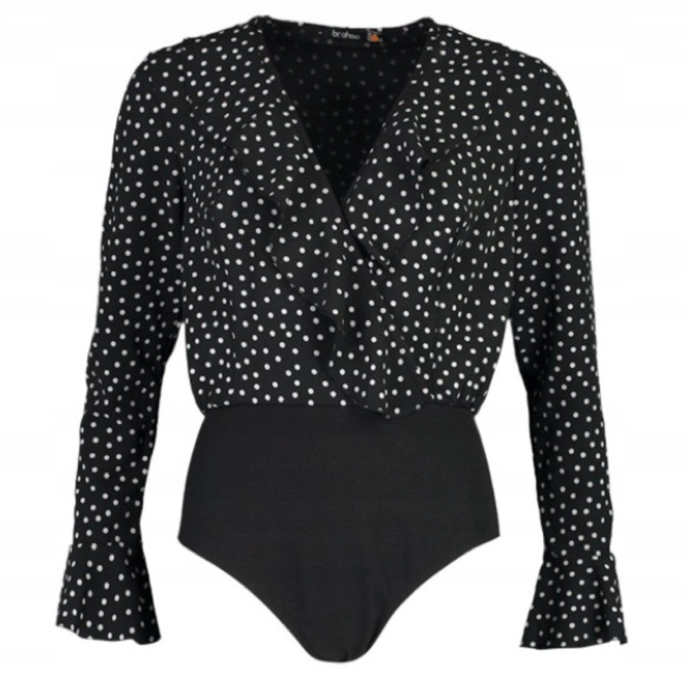 Boohoo Black Polka Dot Blouse by Brave Soul